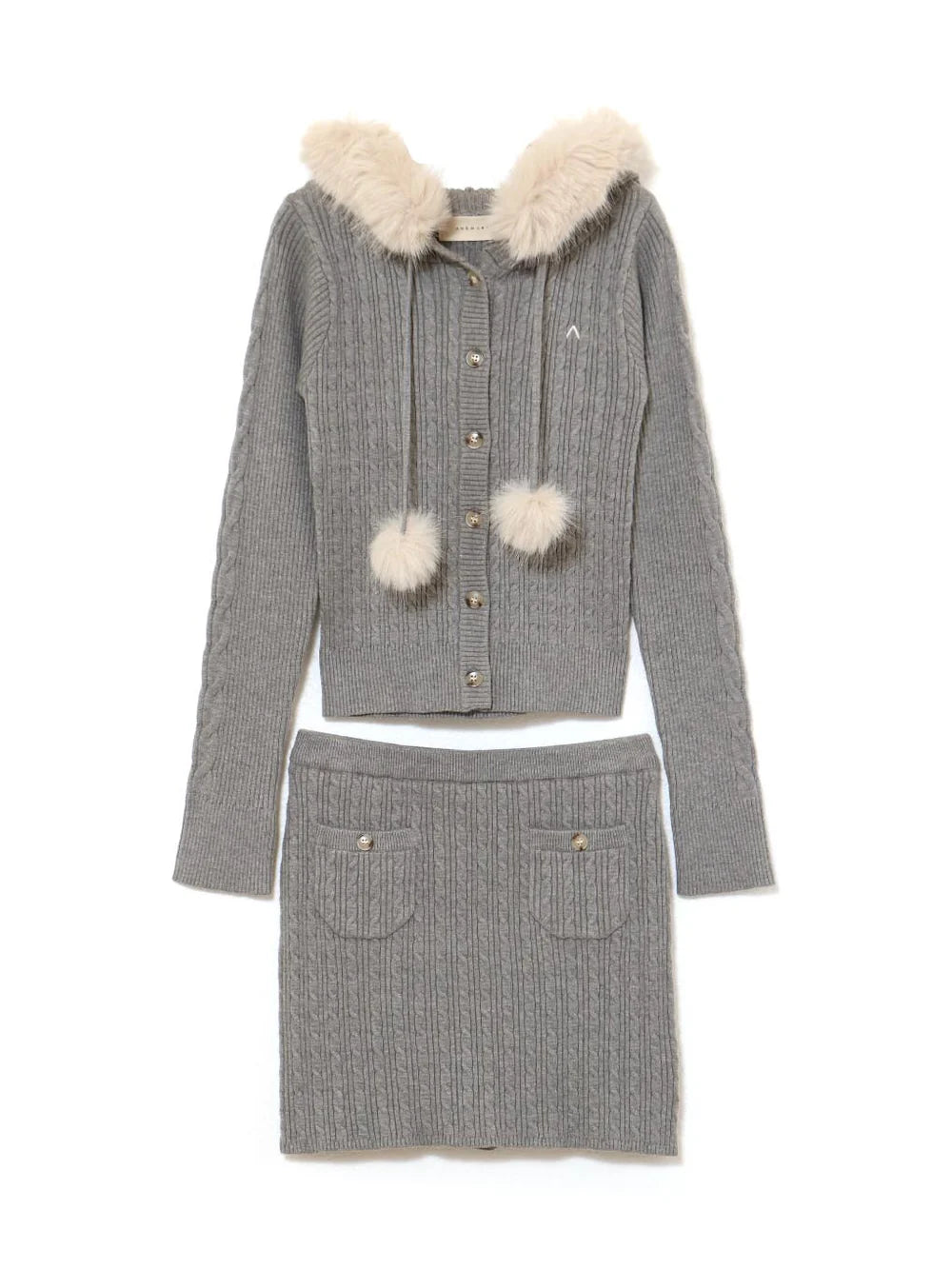 ANDMARY REO FUR KNIT SET UP GREY