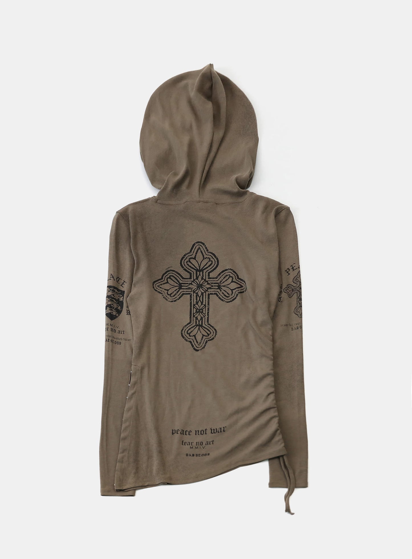 Peace Not War Slim Cutout Hoodie - Tobacco