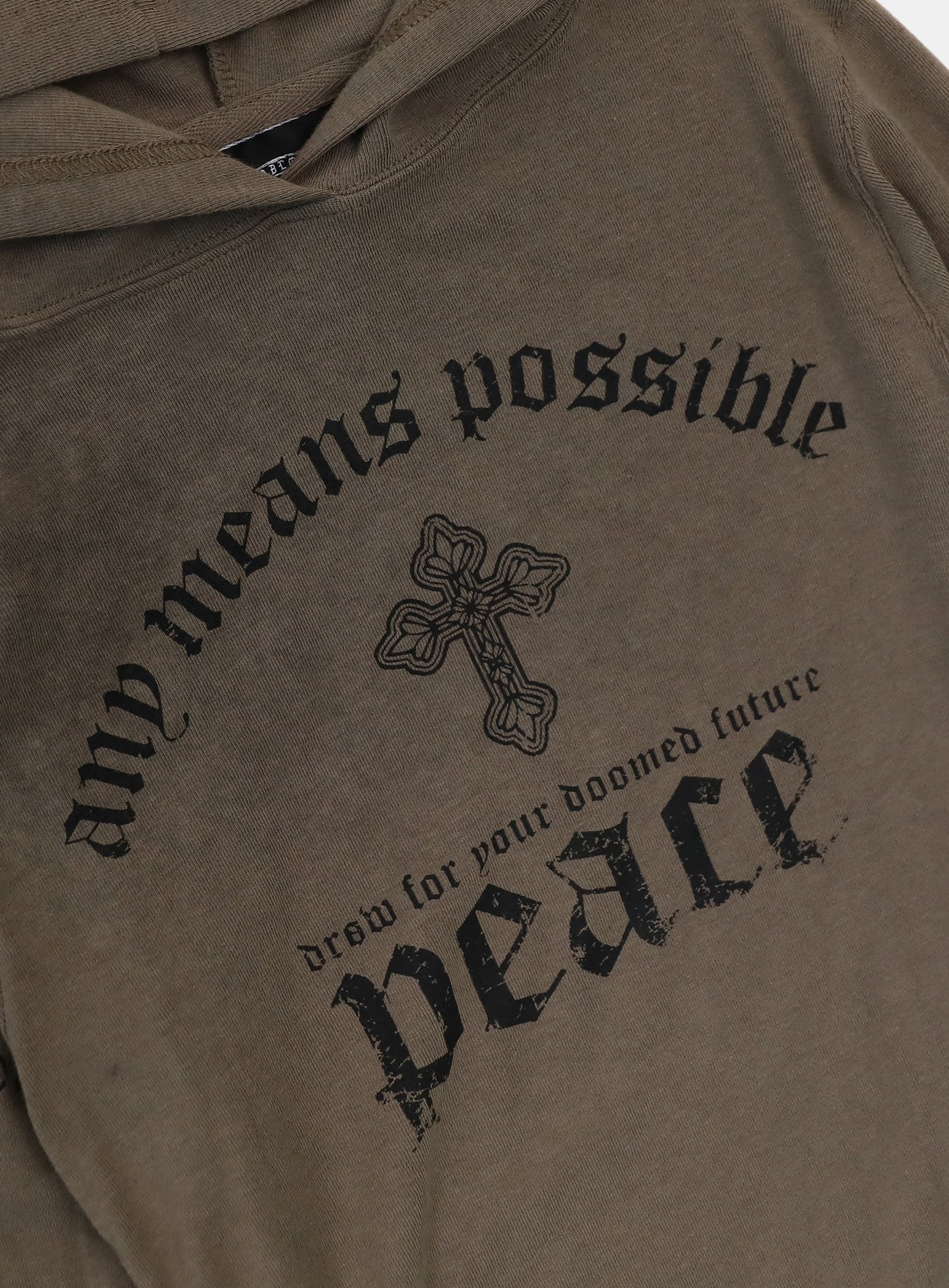 Peace Not War Slim Cutout Hoodie - Tobacco