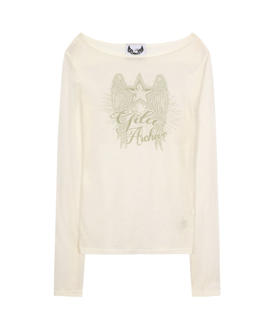 GILAARCHIVE STAR WING SHEER LONG SLEEVE WHITE [YEHSHUHUA WEARS]