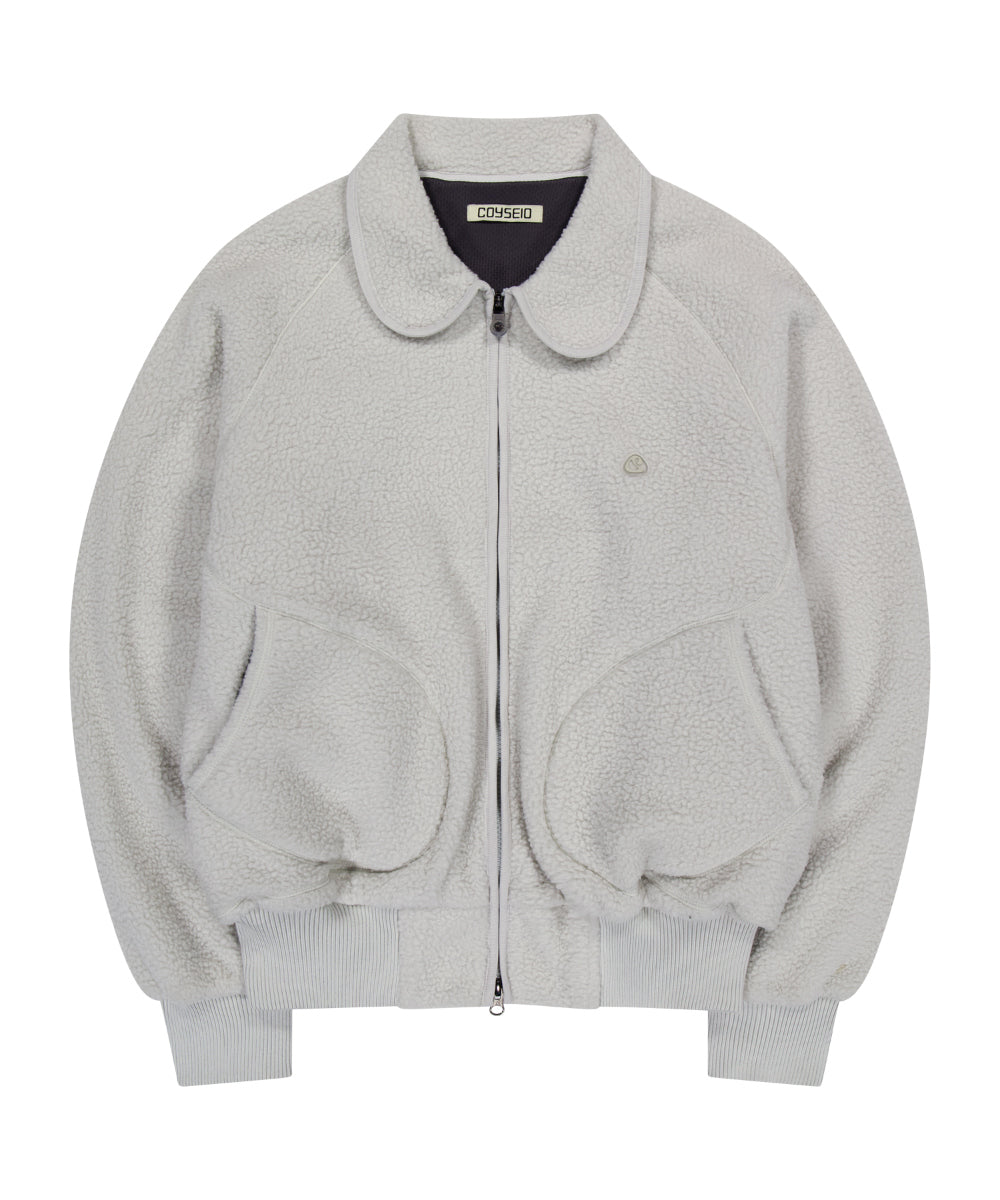 COYSEIO ROUND COLLAR FLEECE JACKET LIGHT GREY [HANNI WEARS]