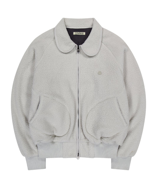 COYSEIO ROUND COLLAR FLEECE JACKET LIGHT GREY [HANNI WEARS]