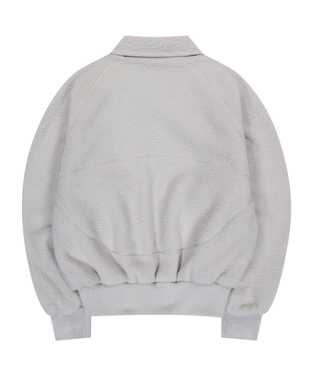 COYSEIO ROUND COLLAR FLEECE JACKET LIGHT GREY [HANNI WEARS]