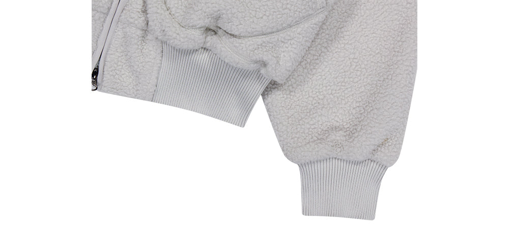 COYSEIO ROUND COLLAR FLEECE JACKET LIGHT GREY [HANNI WEARS]