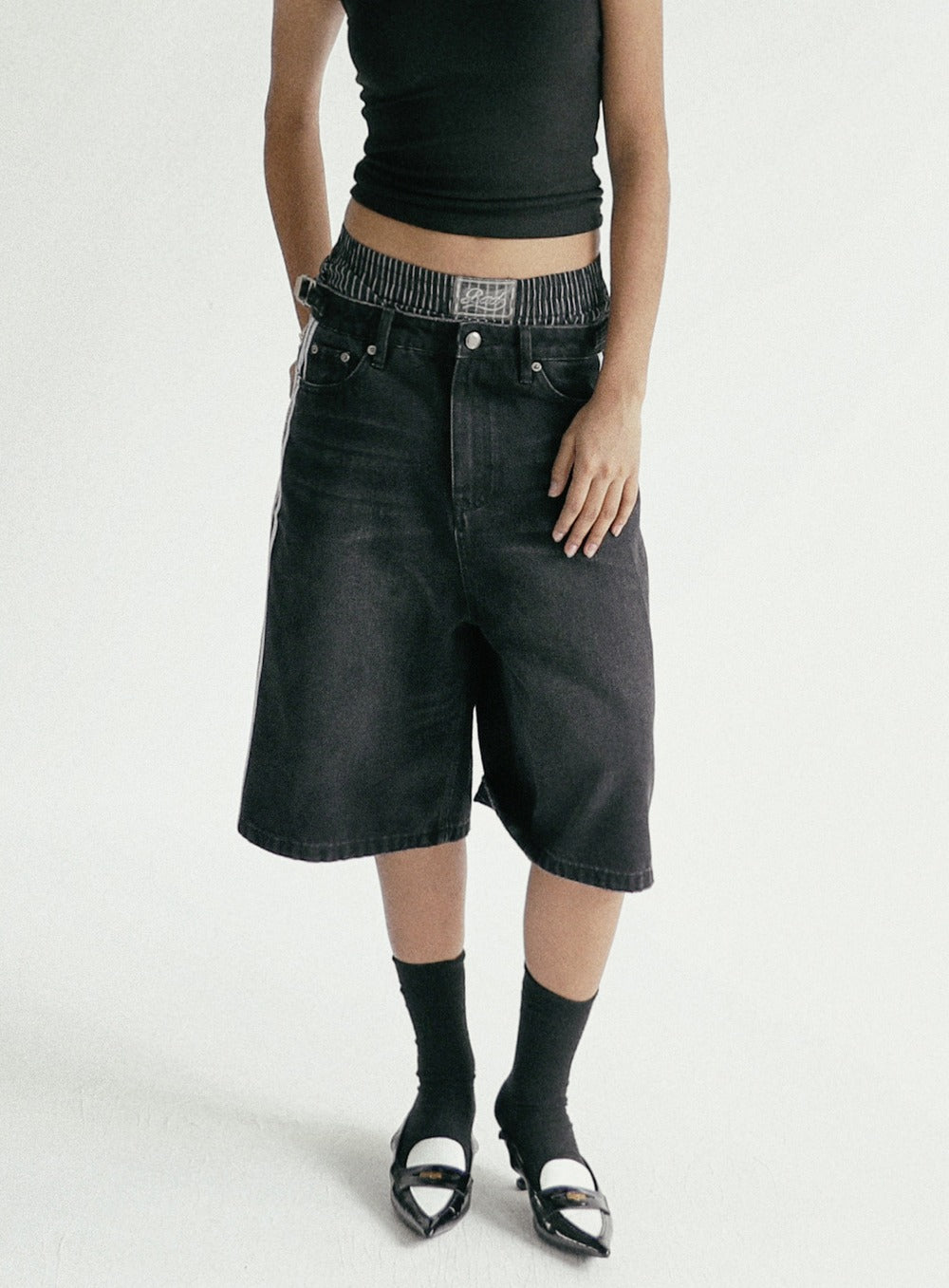 Billy Track Bermuda Jeans Black