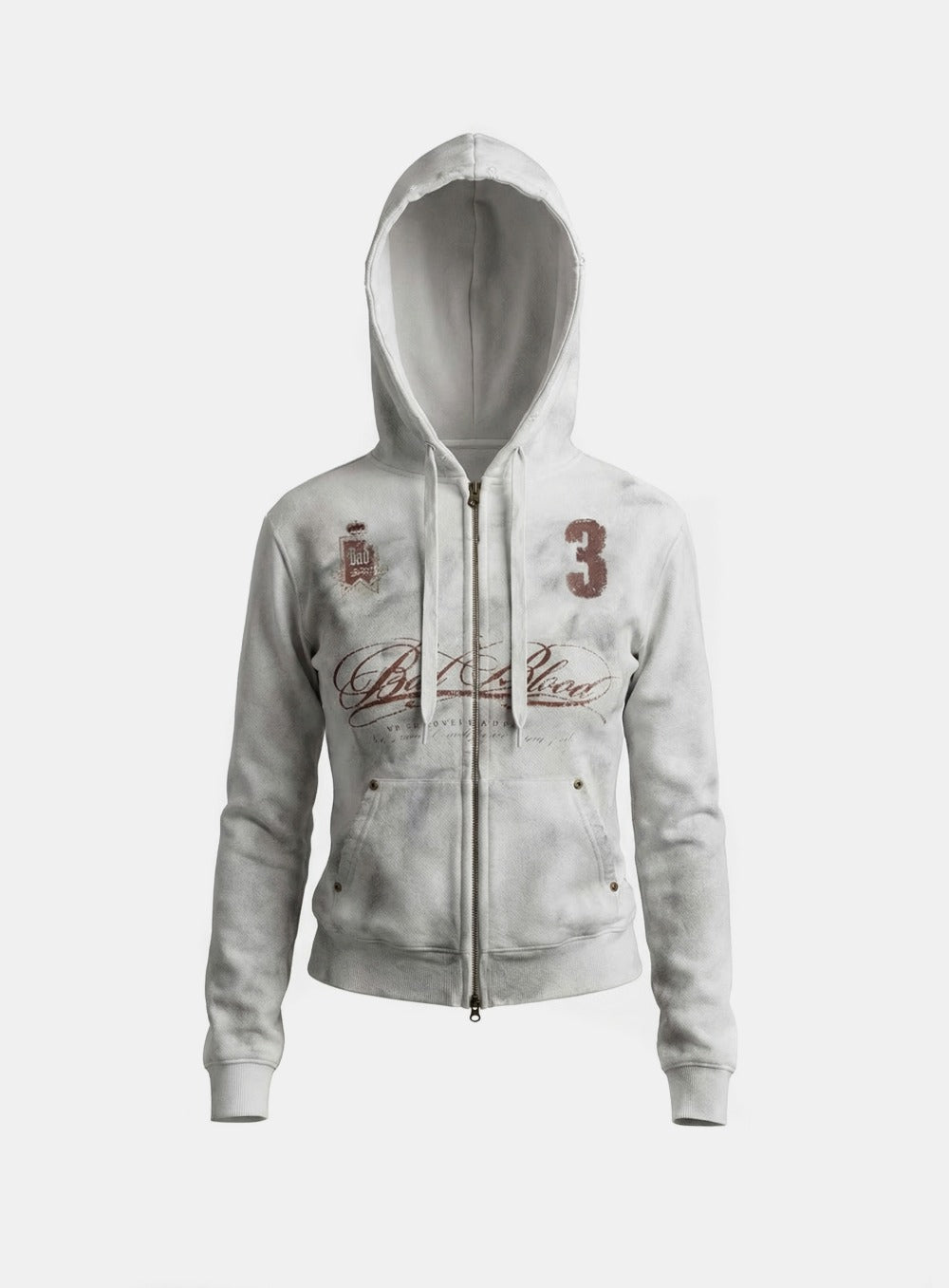 Royal Classic Distressed Zip-Up Hoodie - White