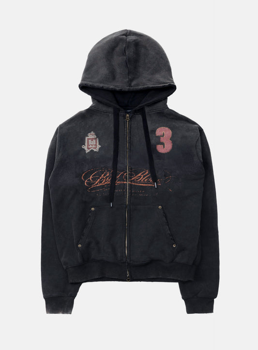 Royal Classic Distressed Zip-Up Hoodie - Black