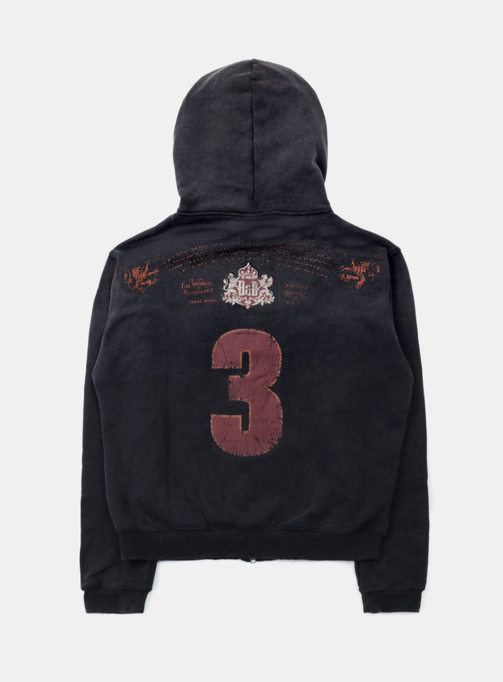 Royal Classic Distressed Zip-Up Hoodie - Black