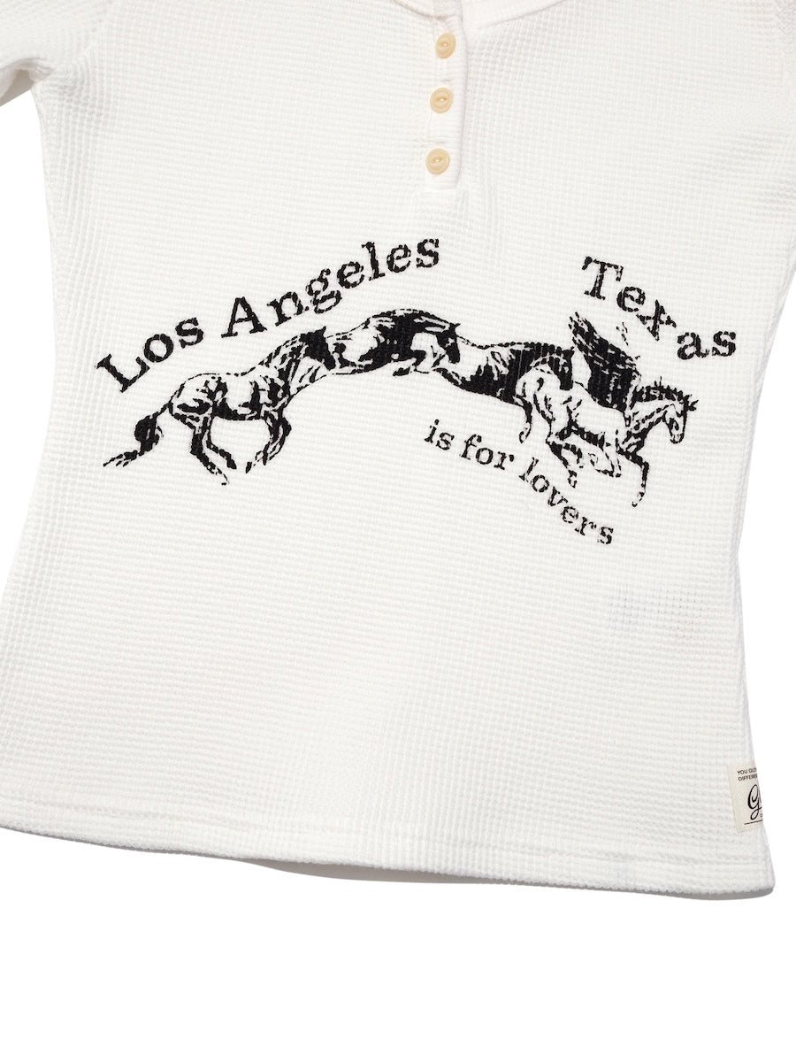 GLOWNY TEXAS WAFFLE LONG SLEEVE WHITE