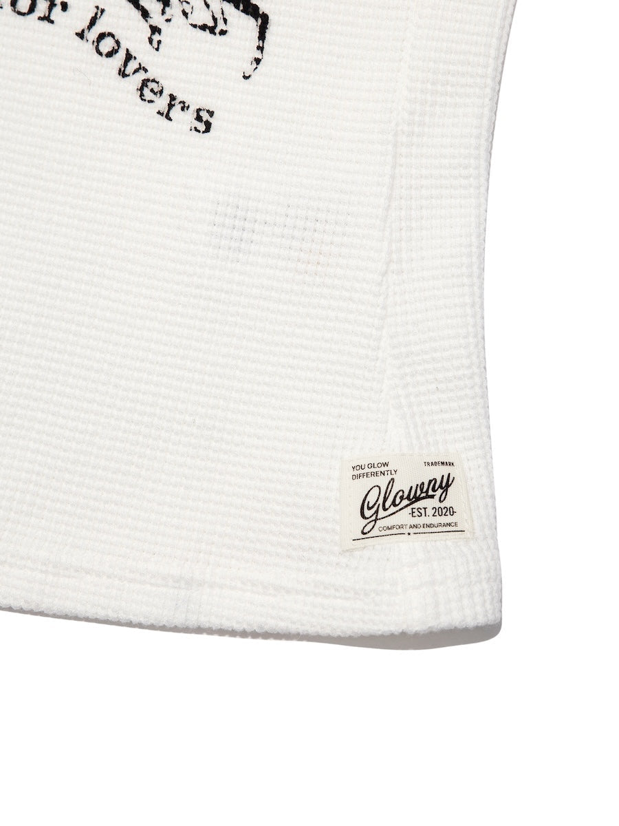 GLOWNY TEXAS WAFFLE LONG SLEEVE WHITE