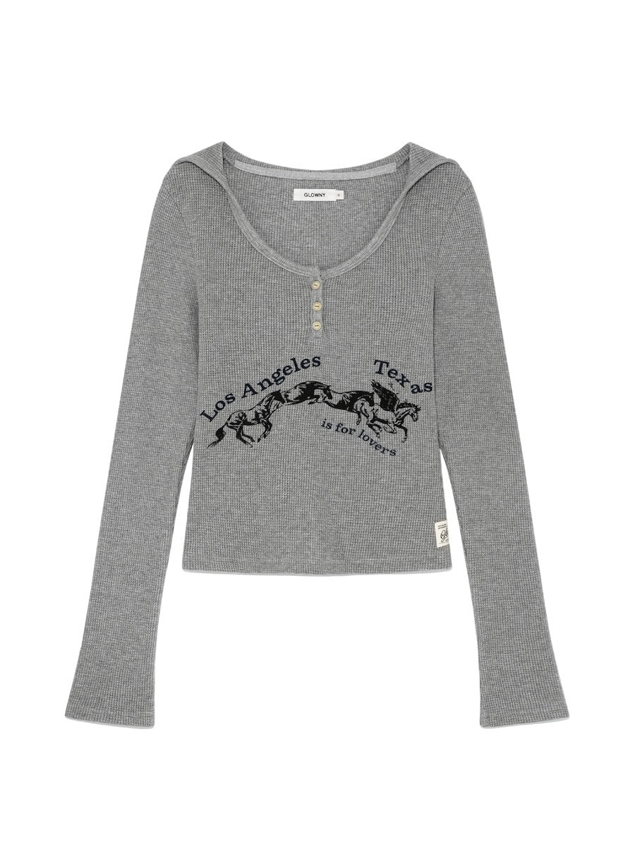 GLOWNY TEXAS WAFFLE LONG SLEEVE GREY