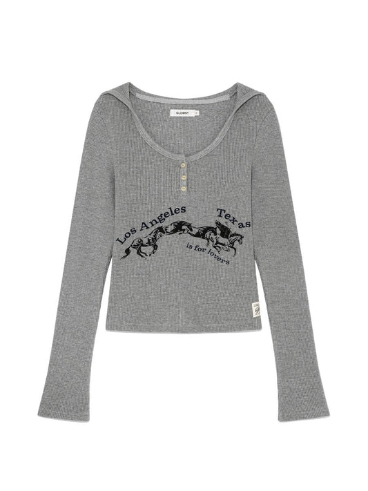 GLOWNY TEXAS WAFFLE LONG SLEEVE GREY