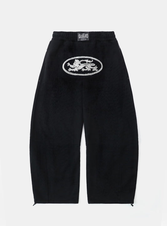 Lion Patch 2 Way Curved Jogger - Washed Black
