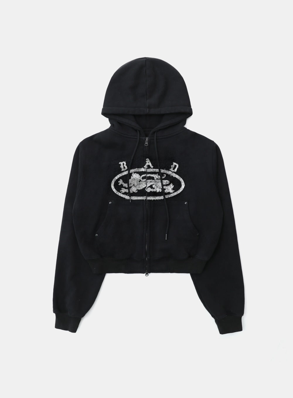 Lion Patch Hoodie - Washed Black