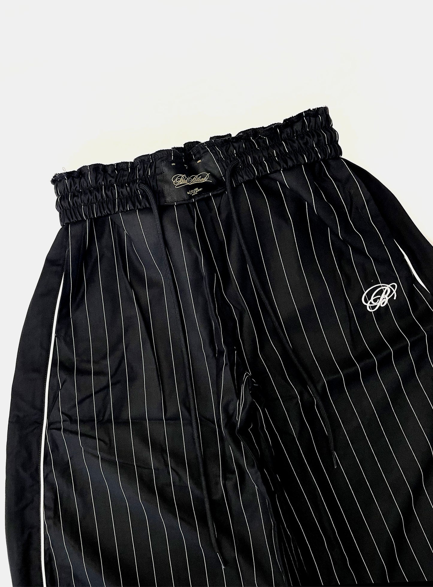 Dark Classic Pinstripe Track Pants - Black