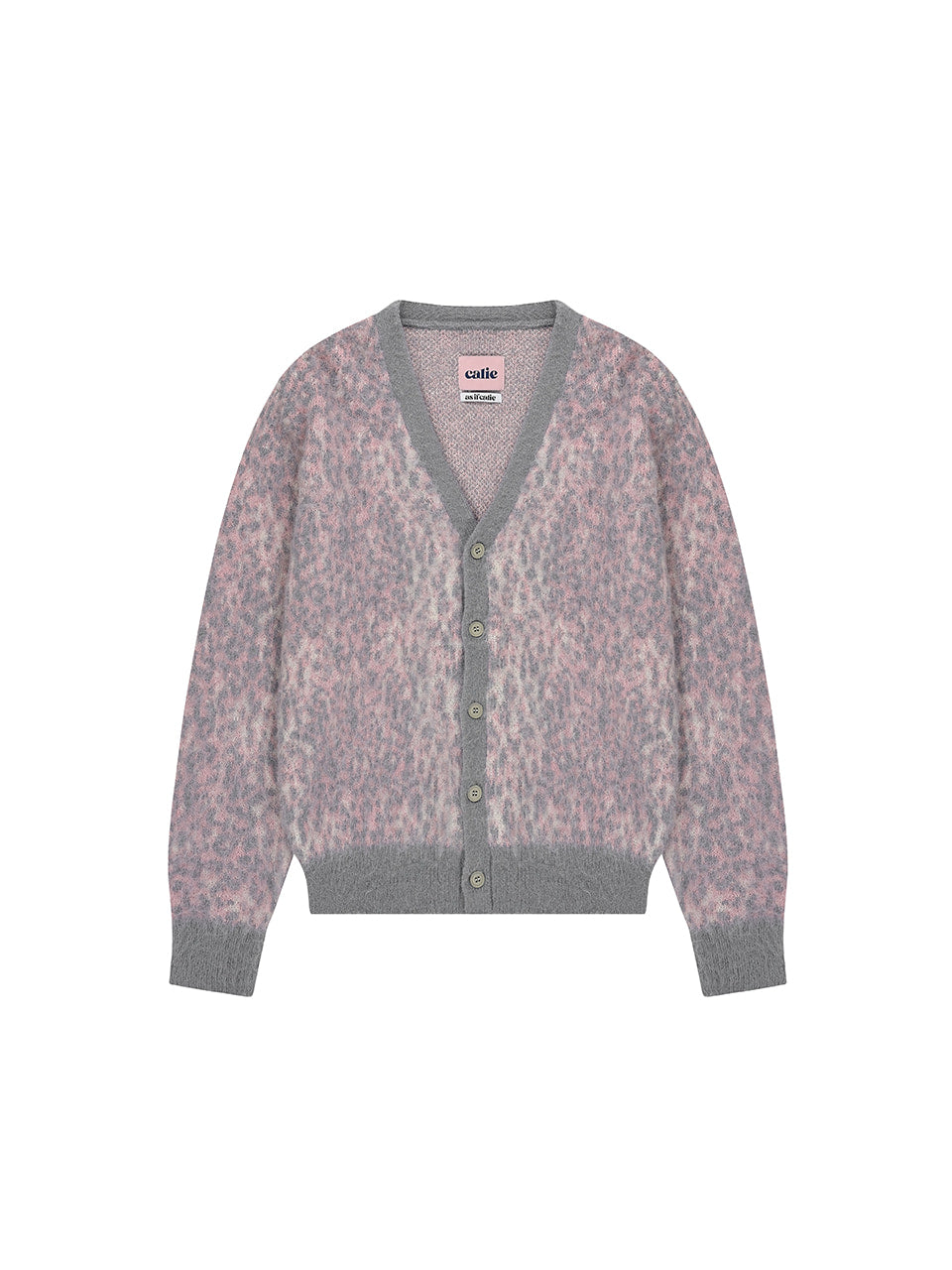 ASIFCALIE LEOPARD KNIT CARDIGAN PINK