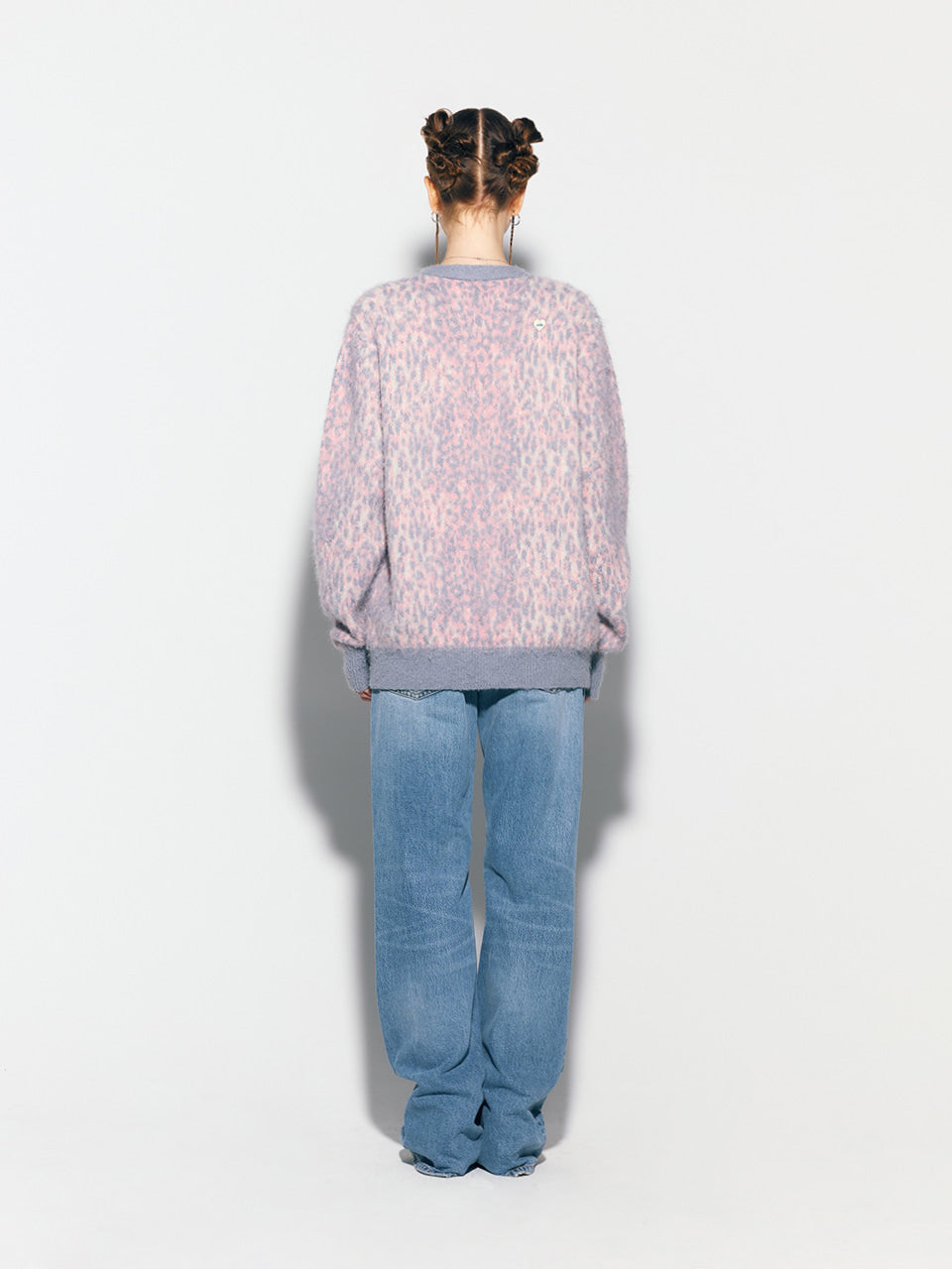 ASIFCALIE LEOPARD KNIT CARDIGAN PINK