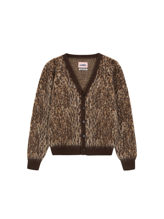ASIFCALIE LEOPARD KNIT CARDIGAN BROWN