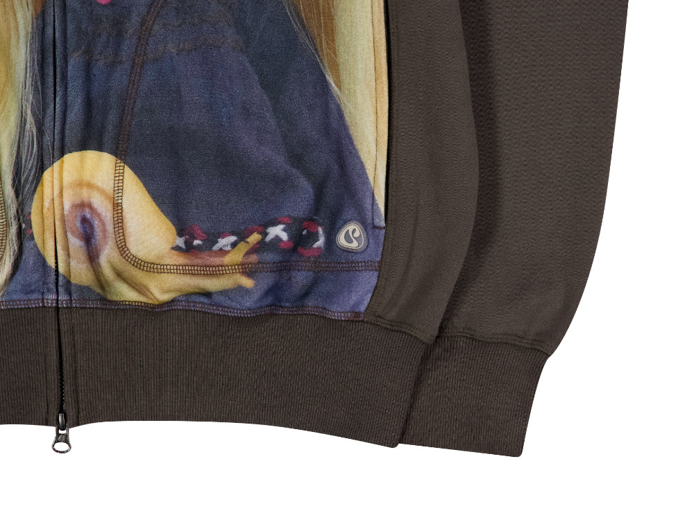 COYSEIO X BLYTHE GRAPHIC ZIP-UP HOODIE BROWN