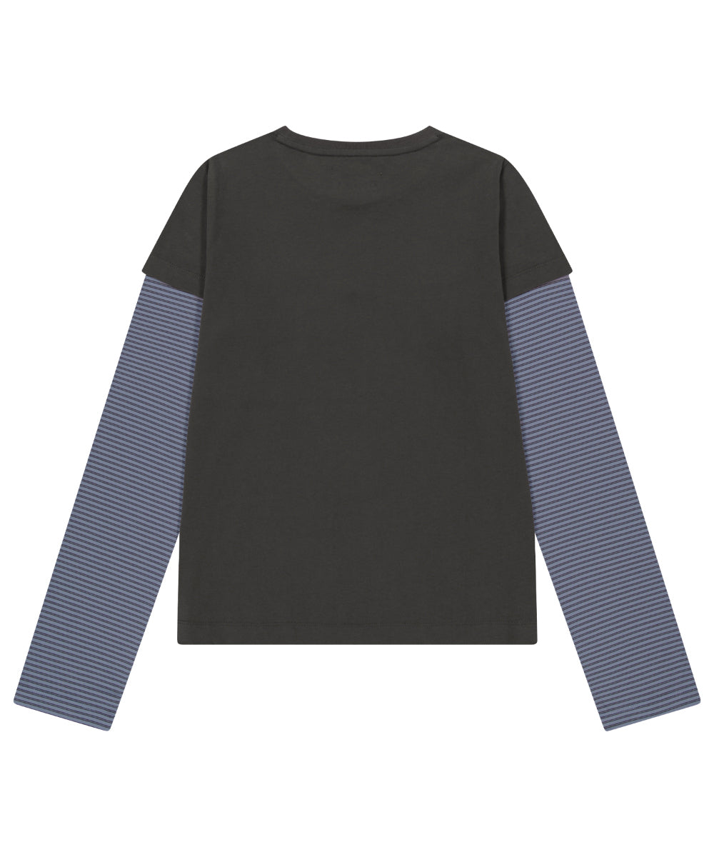 COYSEIO X BLYTHE STRIPE DOUBLE LONG SLEEVE ASH BROWN