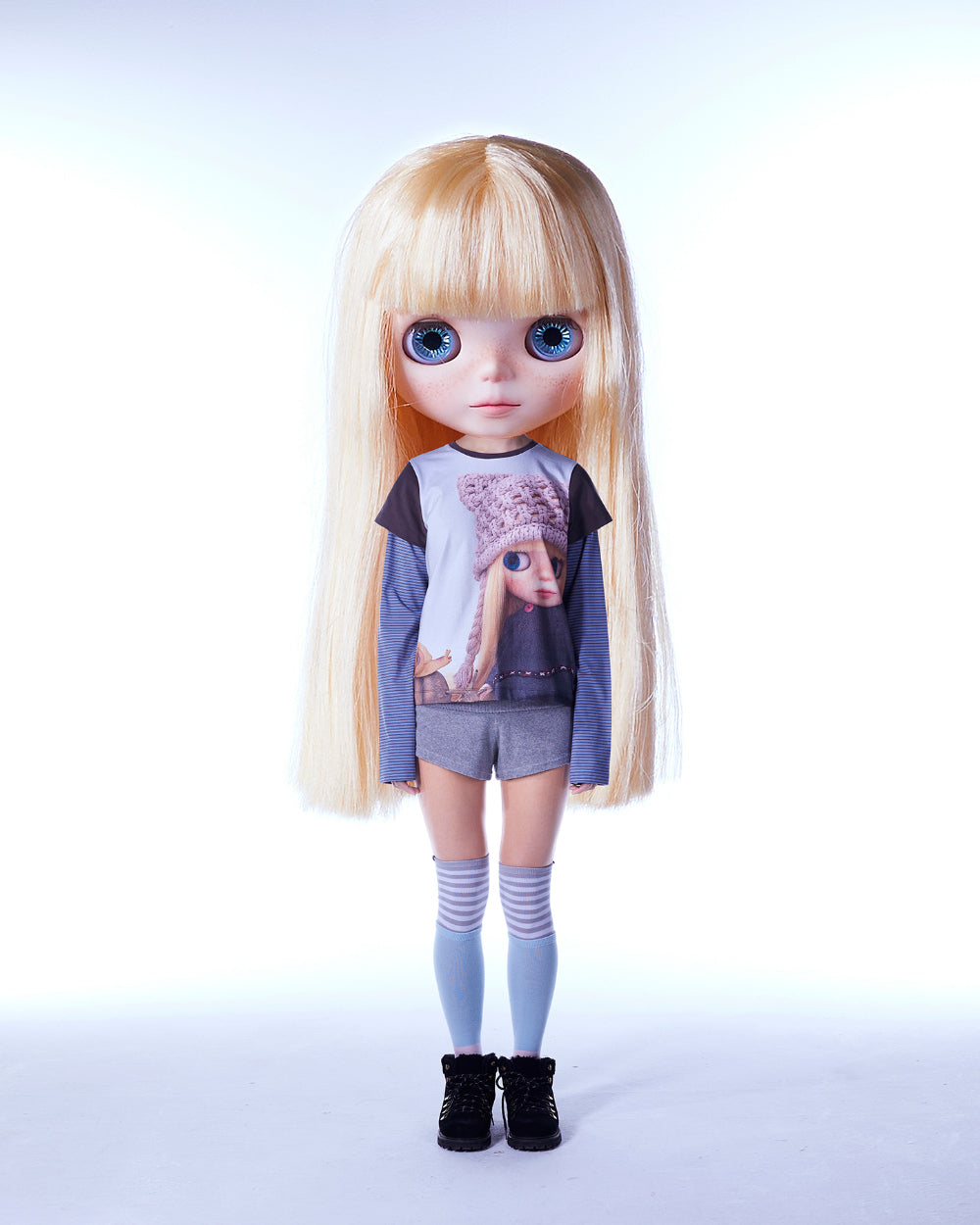 COYSEIO X BLYTHE STRIPE DOUBLE LONG SLEEVE ASH BROWN