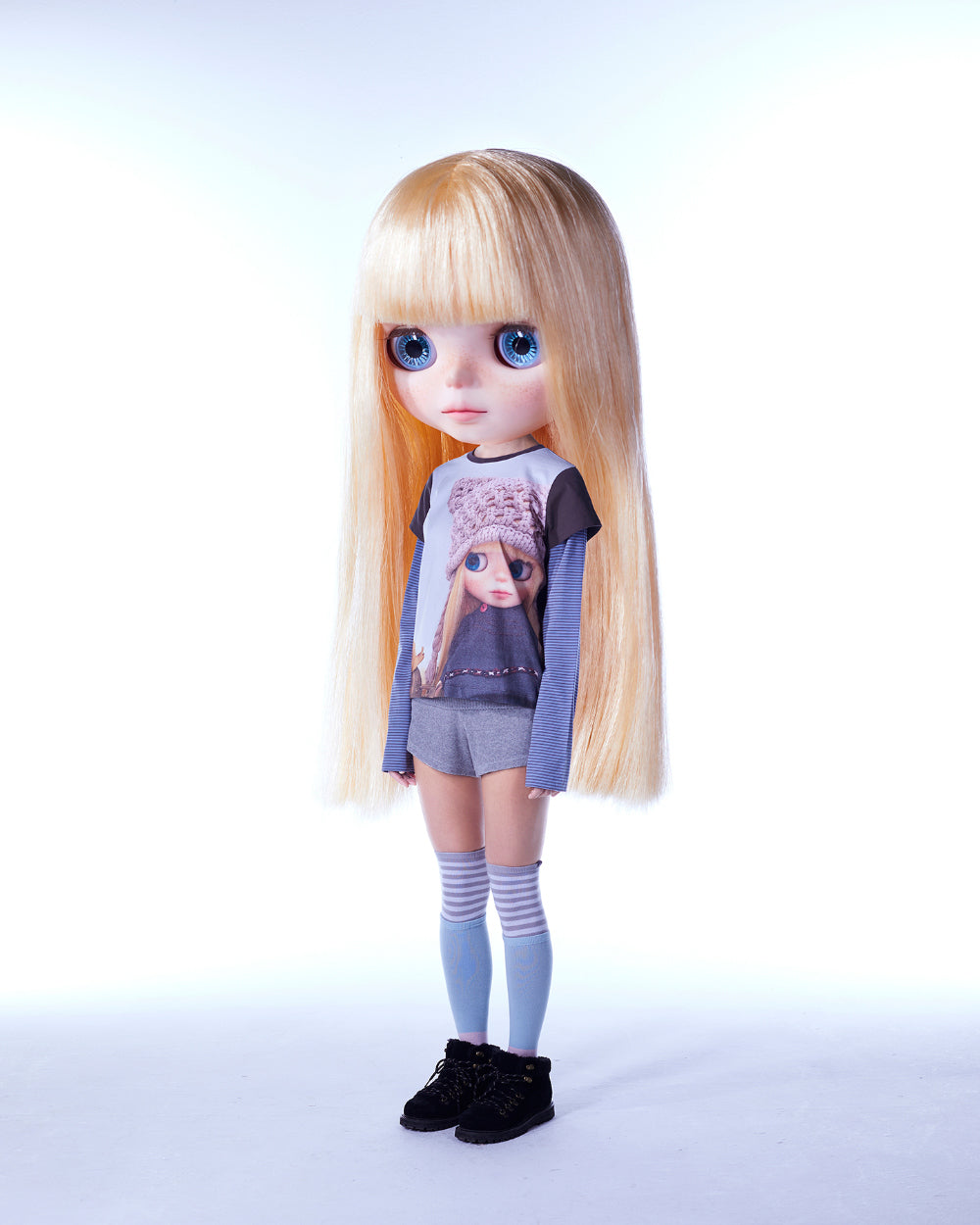 COYSEIO X BLYTHE STRIPE DOUBLE LONG SLEEVE ASH BROWN