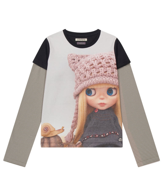 COYSEIO X BLYTHE STRIPE DOUBLE LONG SLEEVE BLACK