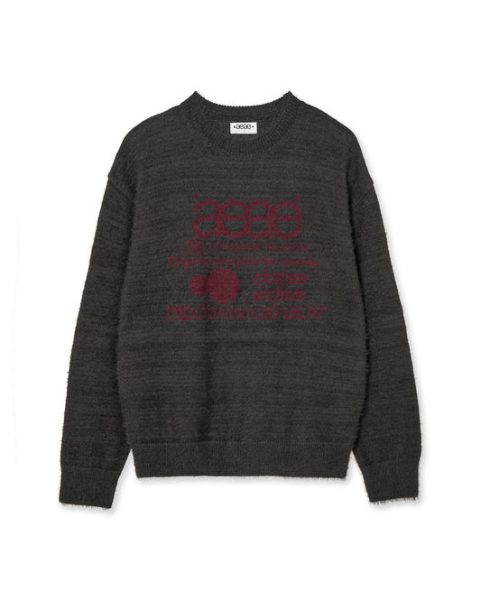AEAE WEB LOGO HAIRY KNIT CHARCOAL