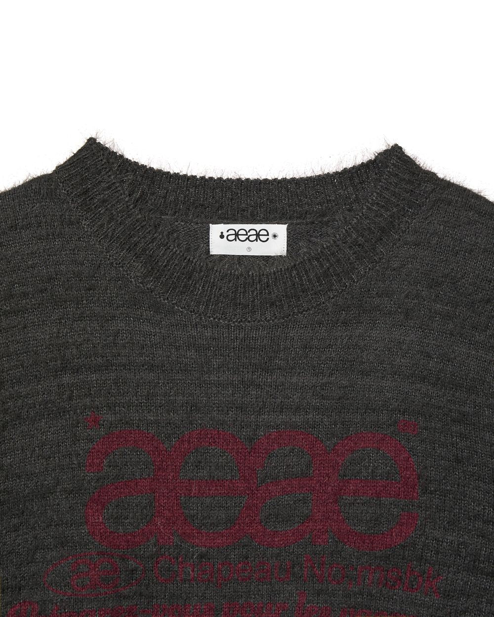 AEAE WEB LOGO HAIRY KNIT CHARCOAL