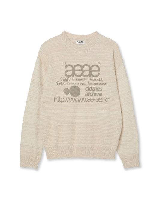 AEAE WEB LOGO HAIRY KNIT IVORY