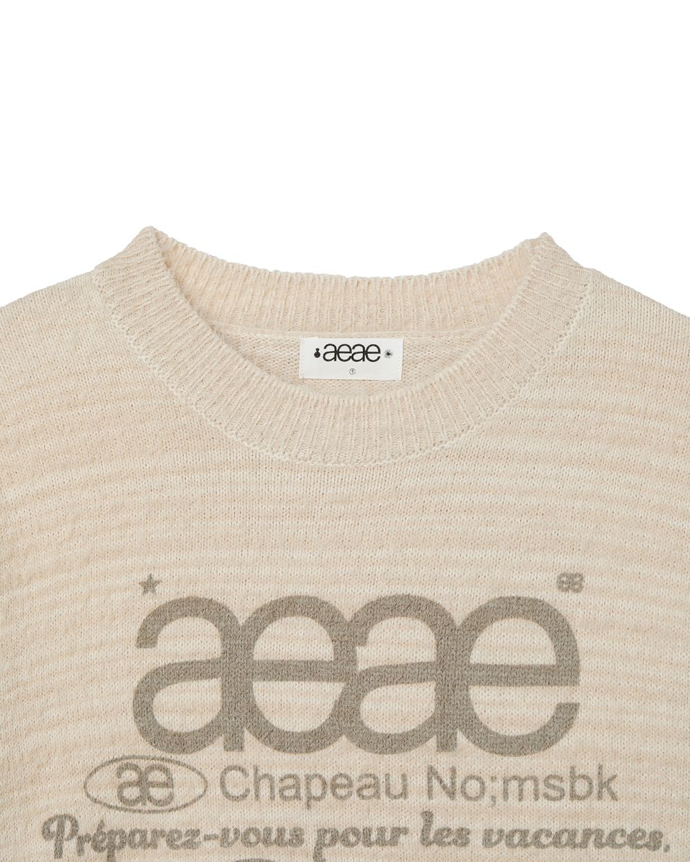 AEAE WEB LOGO HAIRY KNIT IVORY