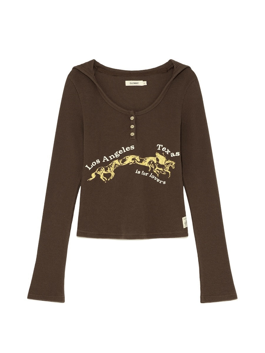 GLOWNY TEXAS WAFFLE LONG SLEEVE BROWN