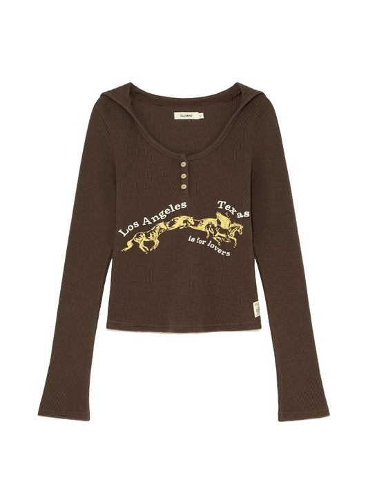 GLOWNY TEXAS WAFFLE LONG SLEEVE BROWN