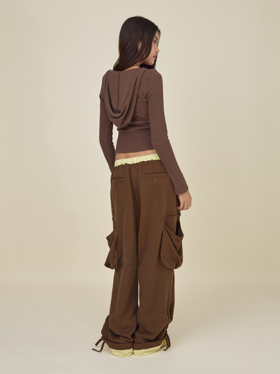 GLOWNY TEXAS WAFFLE LONG SLEEVE BROWN