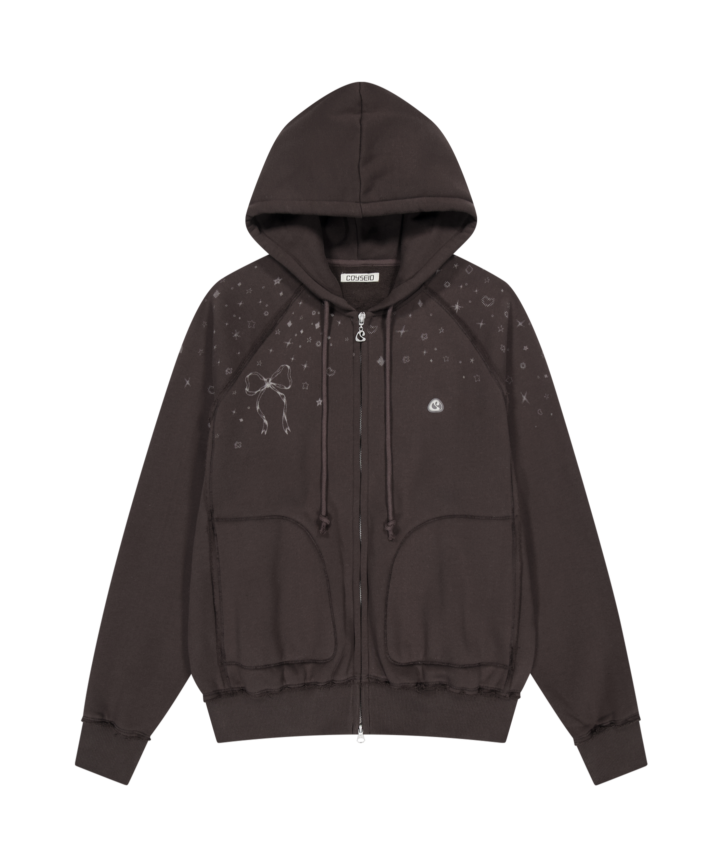 TWINKLE HOOD ZIP-UP DARK BROWN