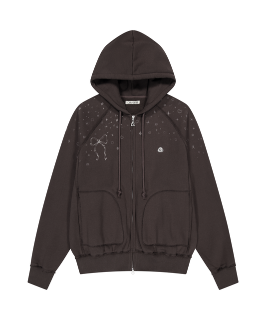 TWINKLE HOOD ZIP-UP DARK BROWN