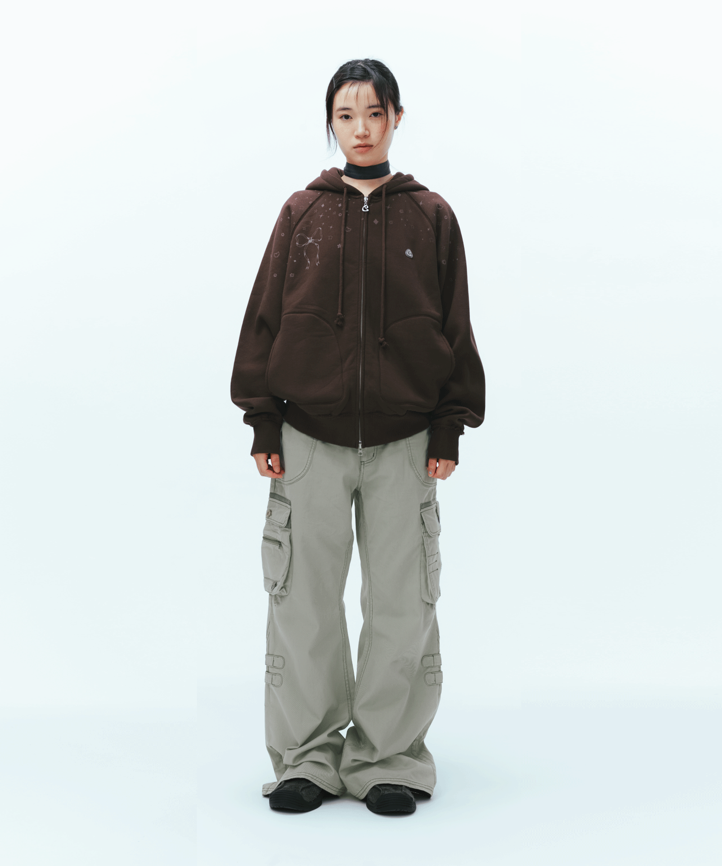TWINKLE HOOD ZIP-UP DARK BROWN