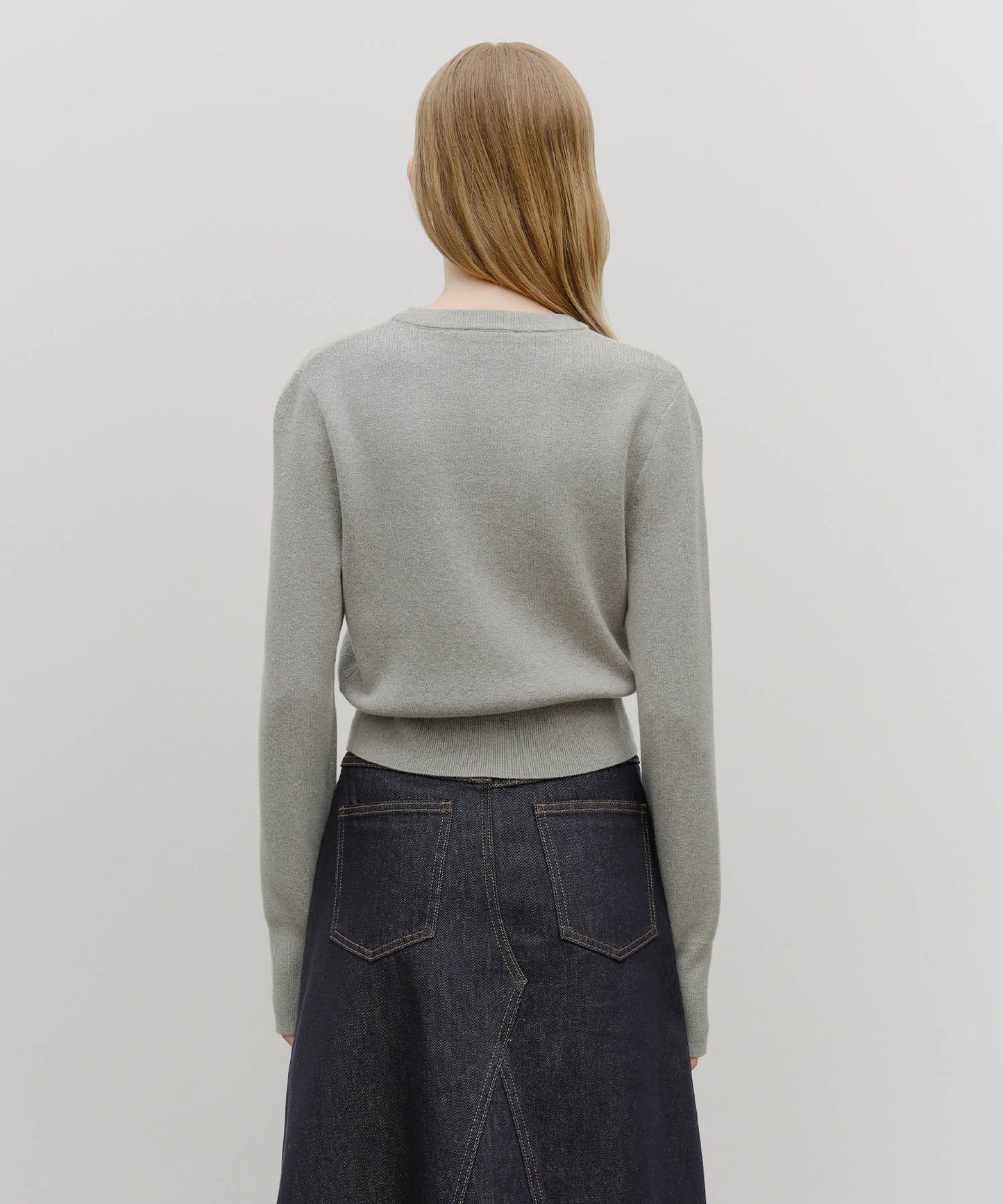 MARITHÉ+FRANҪOIS GIRBAUD W CLASSIC LOGO CROP KNIT MELANGE GREY