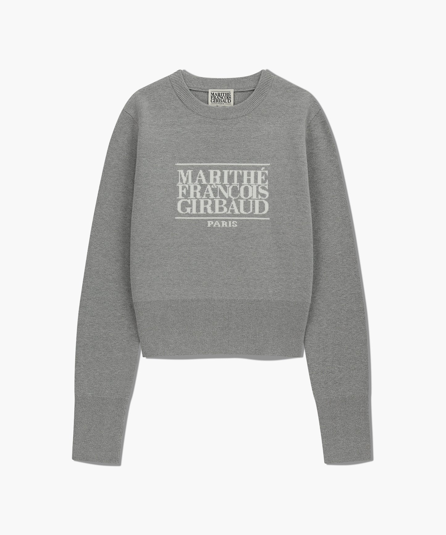 MARITHÉ+FRANҪOIS GIRBAUD W CLASSIC LOGO CROP KNIT MELANGE GREY