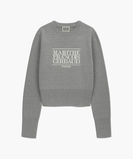 MARITHÉ+FRANҪOIS GIRBAUD W CLASSIC LOGO CROP KNIT MELANGE GREY
