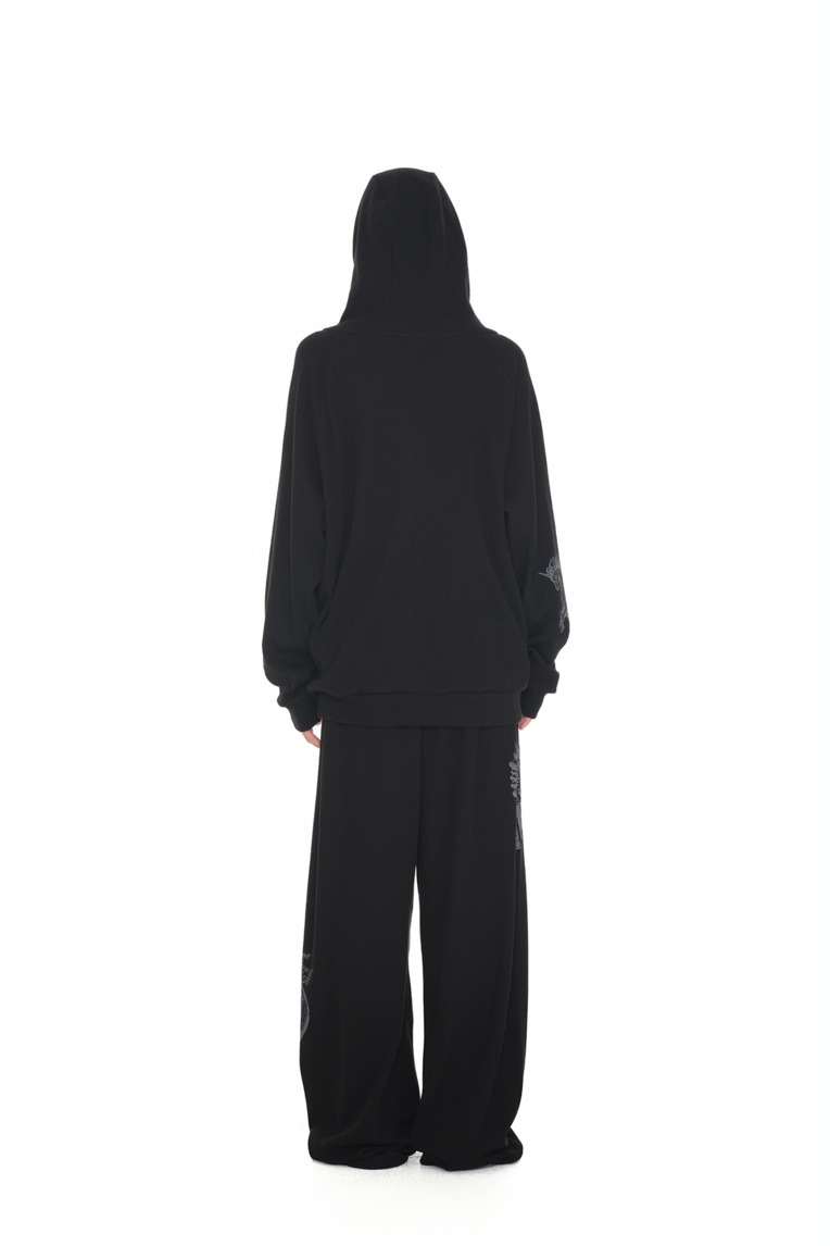 TOOMUCHTAX TAROT 02 WAFFLE ZIP-UP HOODIE BLACK
