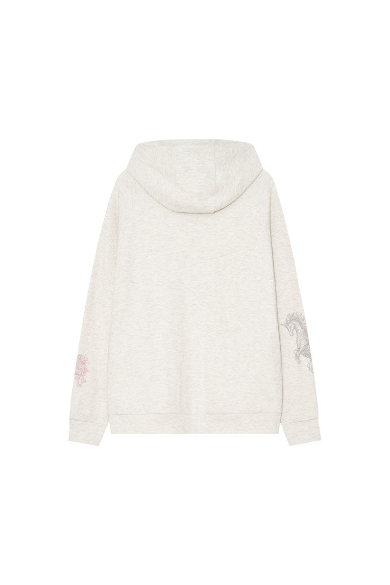 TOOMUCHTAX TAROT WAFFLE ZIP-UP HOODIE IVORY