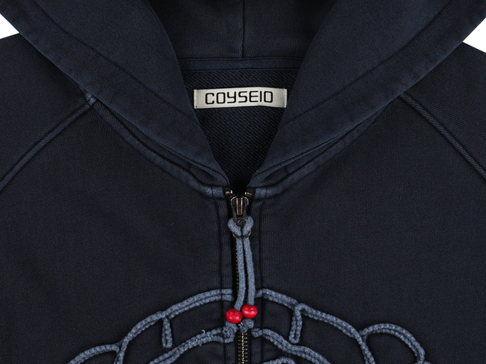 COYSEIO VINTAGE TAPE HOOD ZIP-UP NAVY