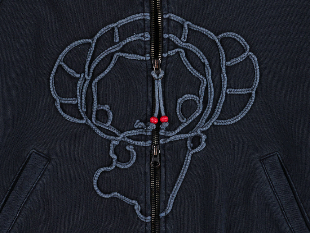 COYSEIO VINTAGE TAPE HOOD ZIP-UP NAVY