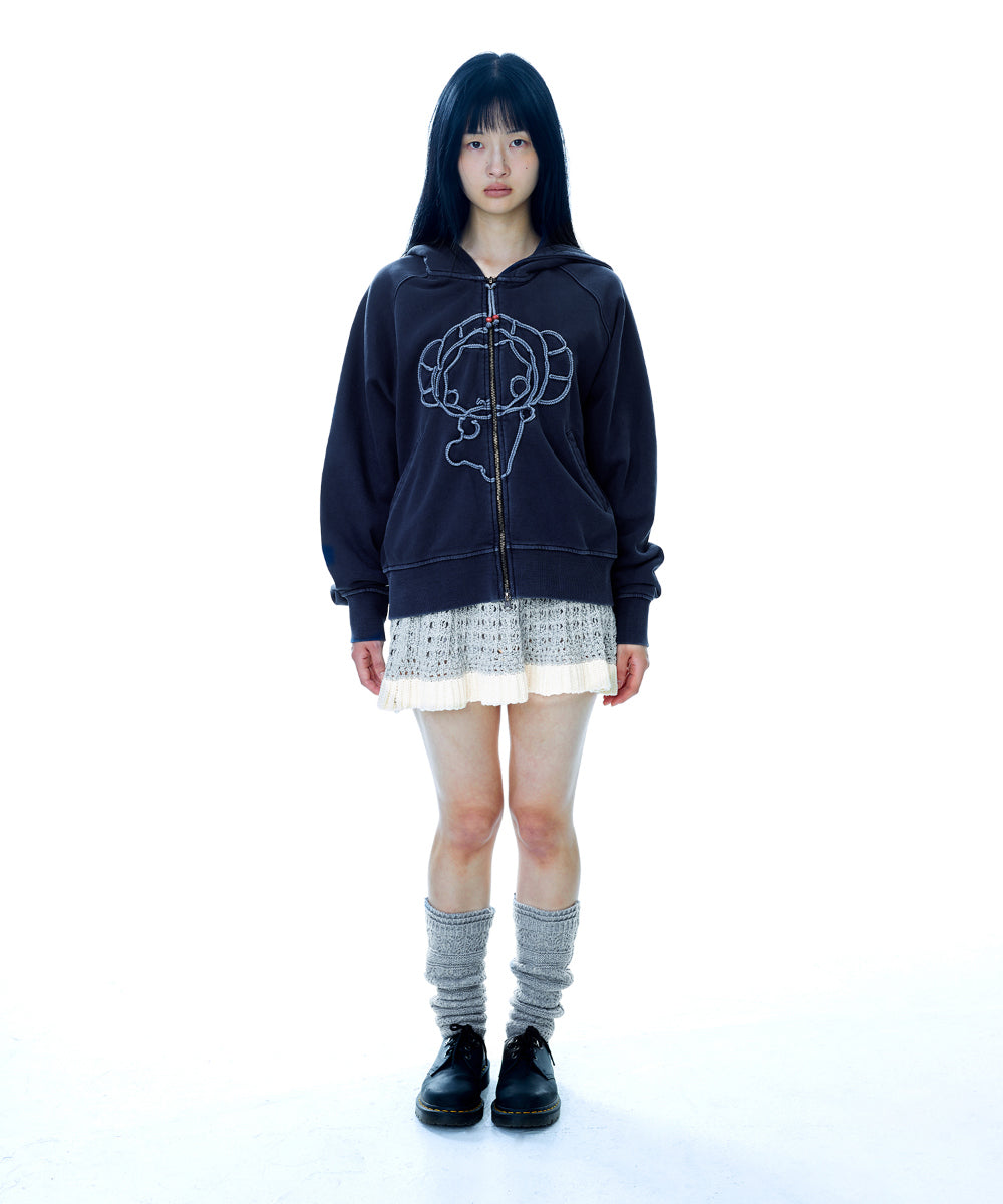 COYSEIO VINTAGE TAPE HOOD ZIP-UP NAVY