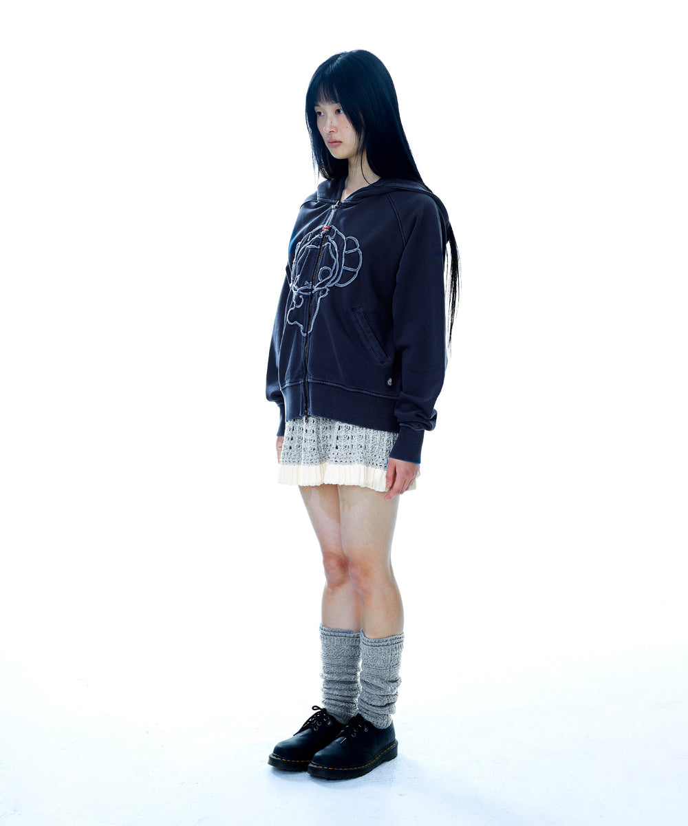 COYSEIO VINTAGE TAPE HOOD ZIP-UP NAVY
