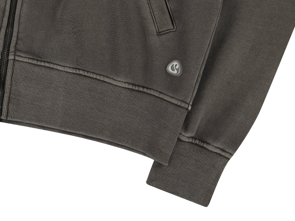 COYSEIO VINTAGE TAPE HOOD ZIP-UP ASH BROWN