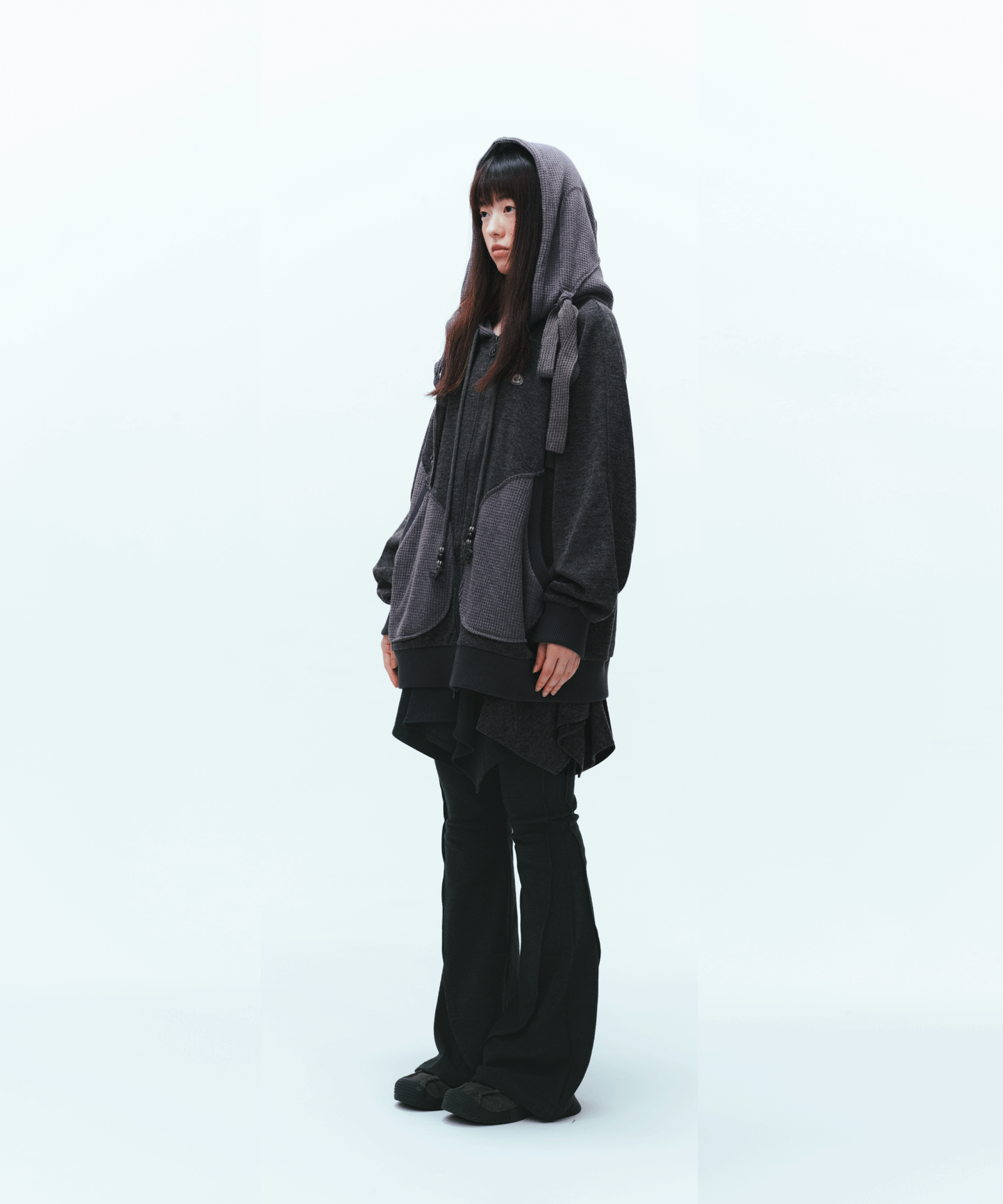 COYSEIO EARMUFFS HOOD ZIP-UP CHARCOAL