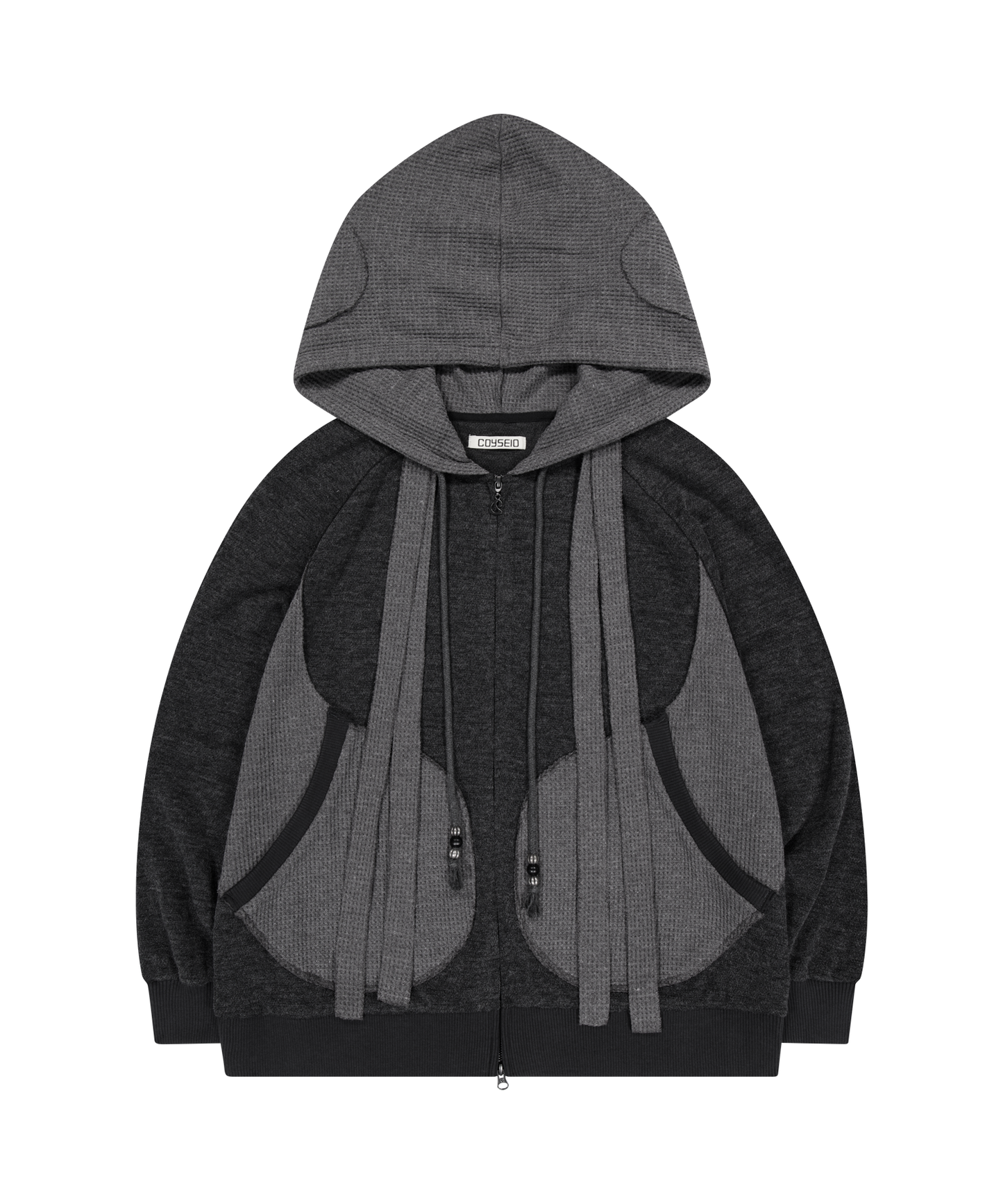 COYSEIO EARMUFFS HOOD ZIP-UP CHARCOAL