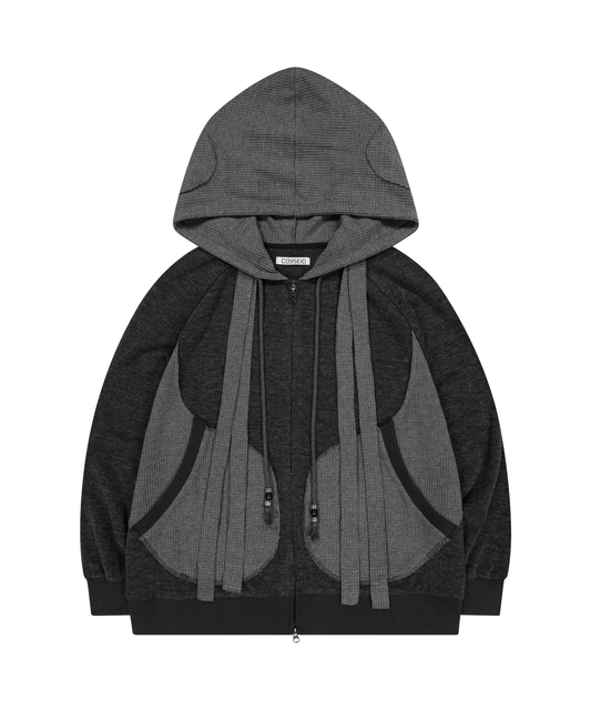 COYSEIO EARMUFFS HOOD ZIP-UP CHARCOAL